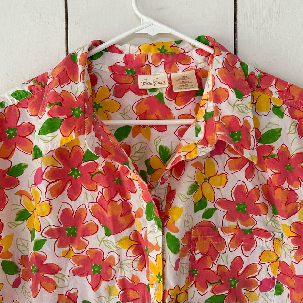 VTG 90s Bobbie Brooks Floral Button-Up Top Sz 18W/20W Short Sleeve - Picture 4 of 7